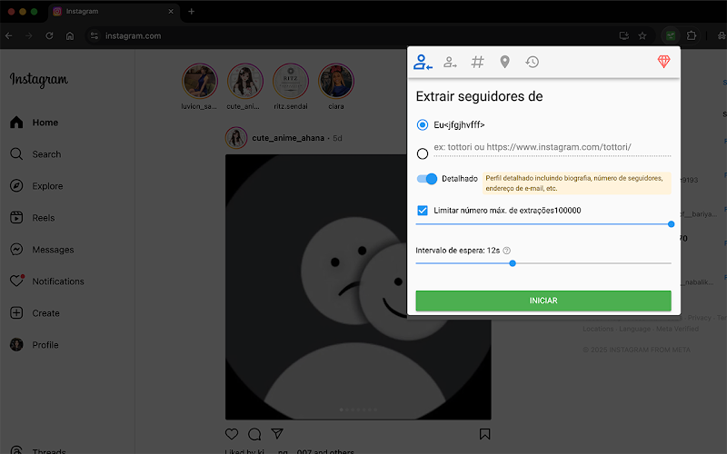 ESTRATOR DE CONTATOS INSTAGRAM